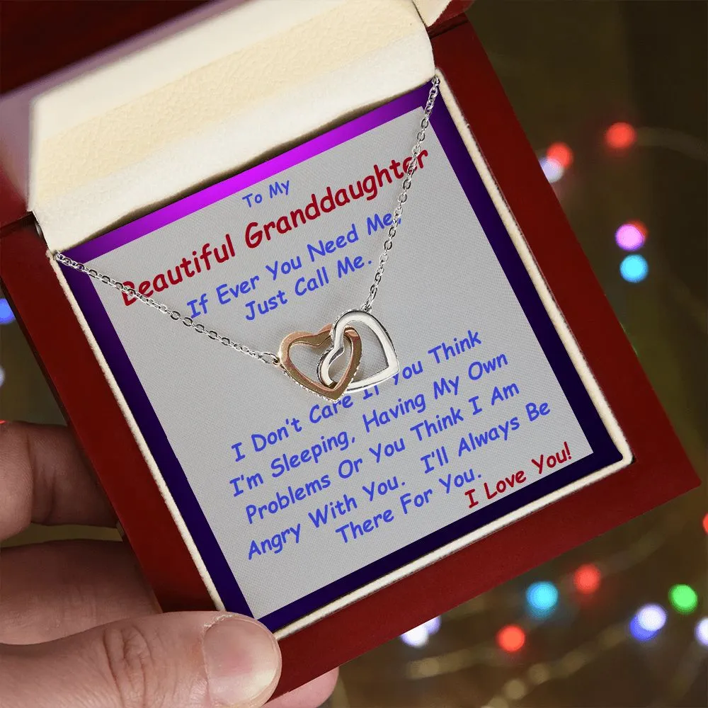 Interlocking Hearts Necklace, For Her, Custom Message Card