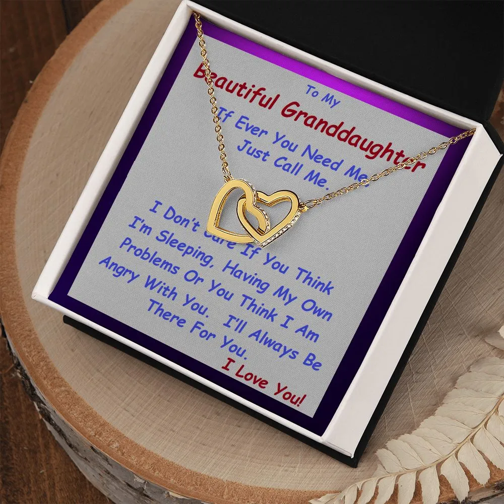 Interlocking Hearts Necklace, For Her, Custom Message Card