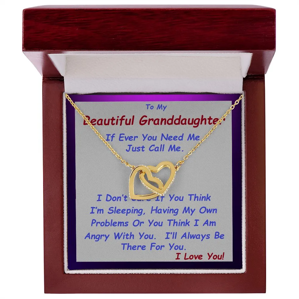Interlocking Hearts Necklace, For Her, Custom Message Card