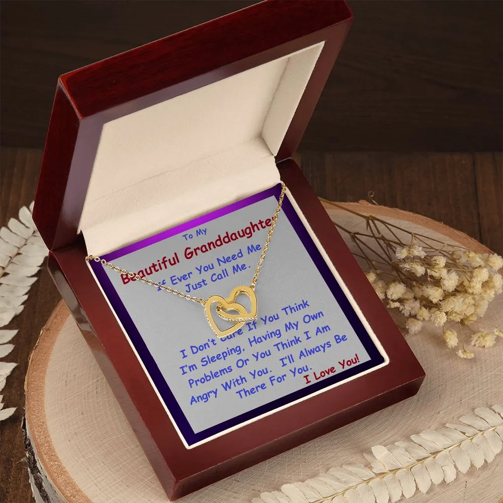 Interlocking Hearts Necklace, For Her, Custom Message Card