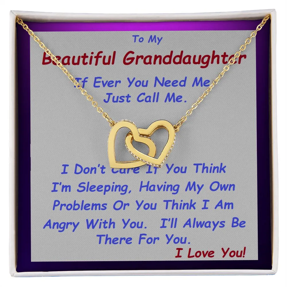 Interlocking Hearts Necklace, For Her, Custom Message Card