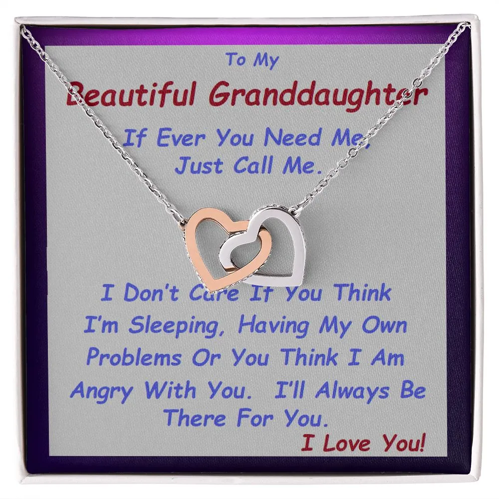 Interlocking Hearts Necklace, For Her, Custom Message Card