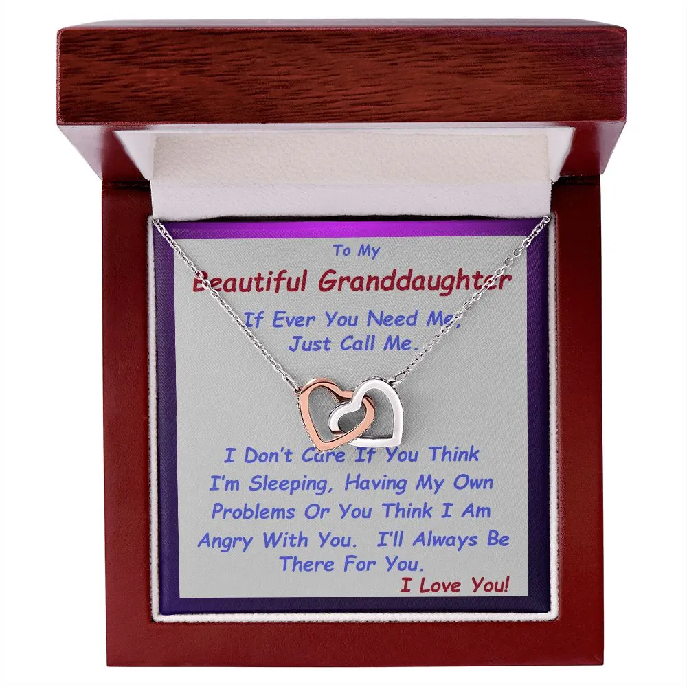Interlocking Hearts Necklace, For Her, Custom Message Card