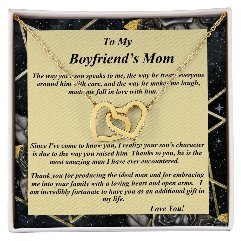 Interlocking Hearts Necklace, For Her, Message Card