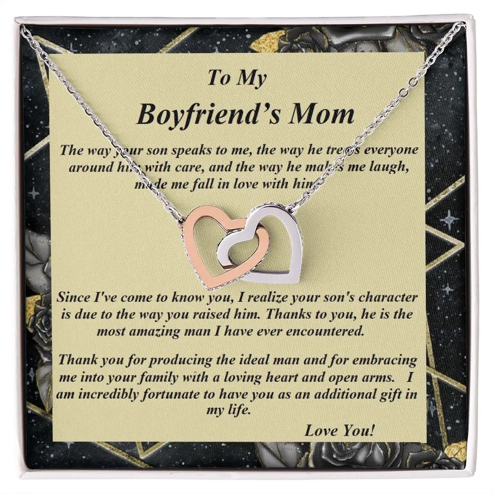 Interlocking Hearts Necklace, For Her, Message Card