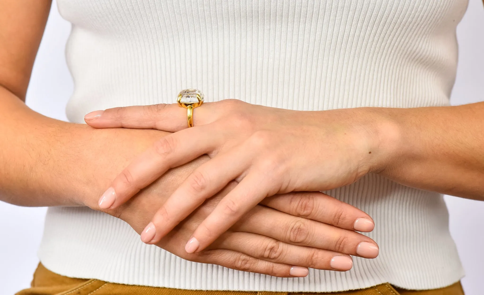 Ippolita Faceted Rock Crystal 18 Karat Gold Cocktail Ring