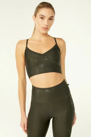 Irene Sport Bra (Rosin Peonies Outline With Clear Foil)