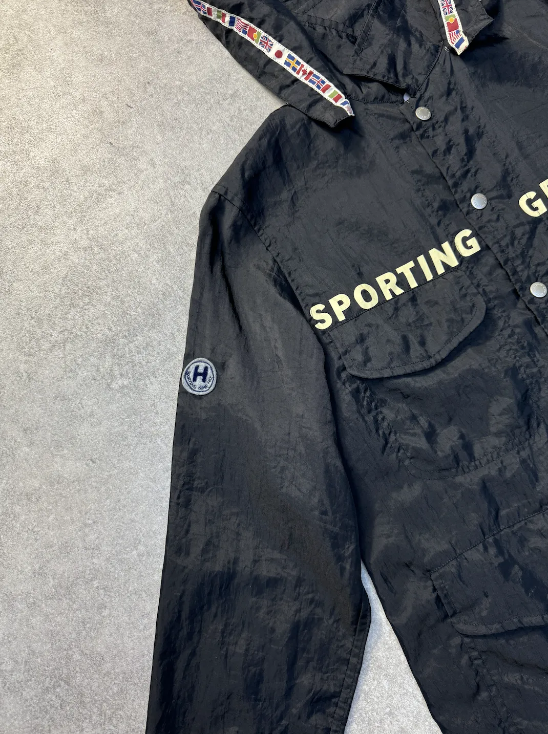 Issey Miyake Hai Sporting Gear Logo Flags Trimmed Detail Jacket