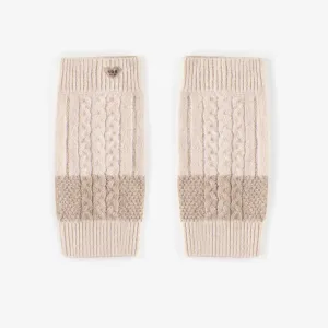 Jambières de maille crèmes en polyester recyclé, enfant || Cream knitted leg warmers in recycled polyester, child