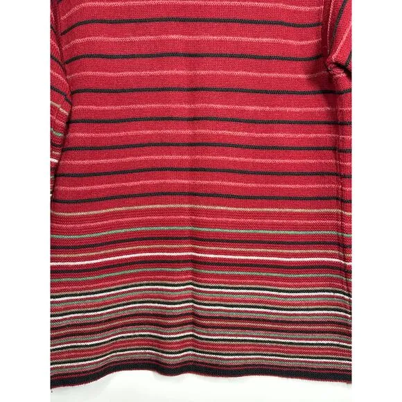 Jantzen Vintage Open Cardigan Sweater Wool Knit Striped 60s 70s Burgundy Size M