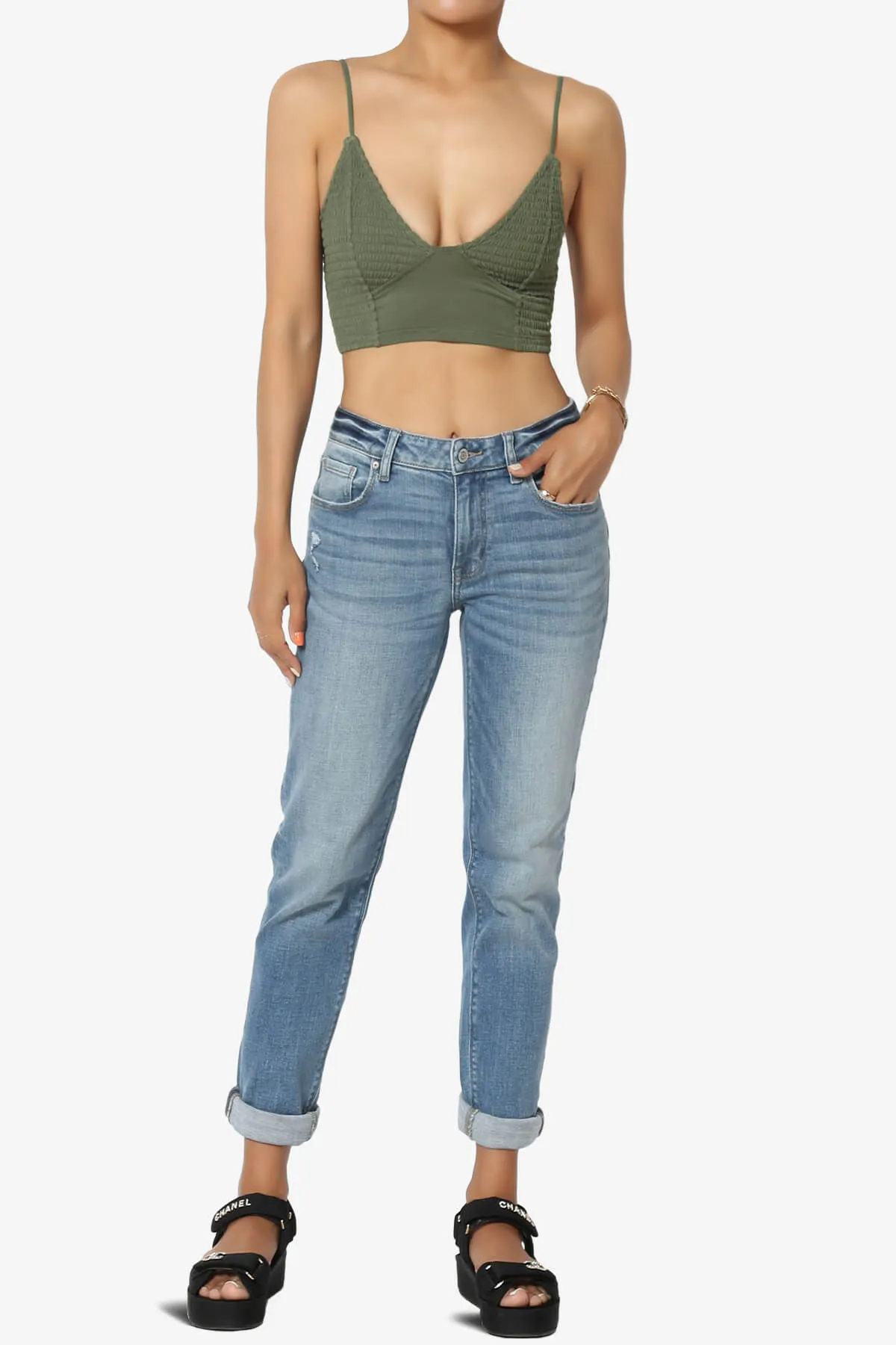 Jennie Smocked Triangle Bralette