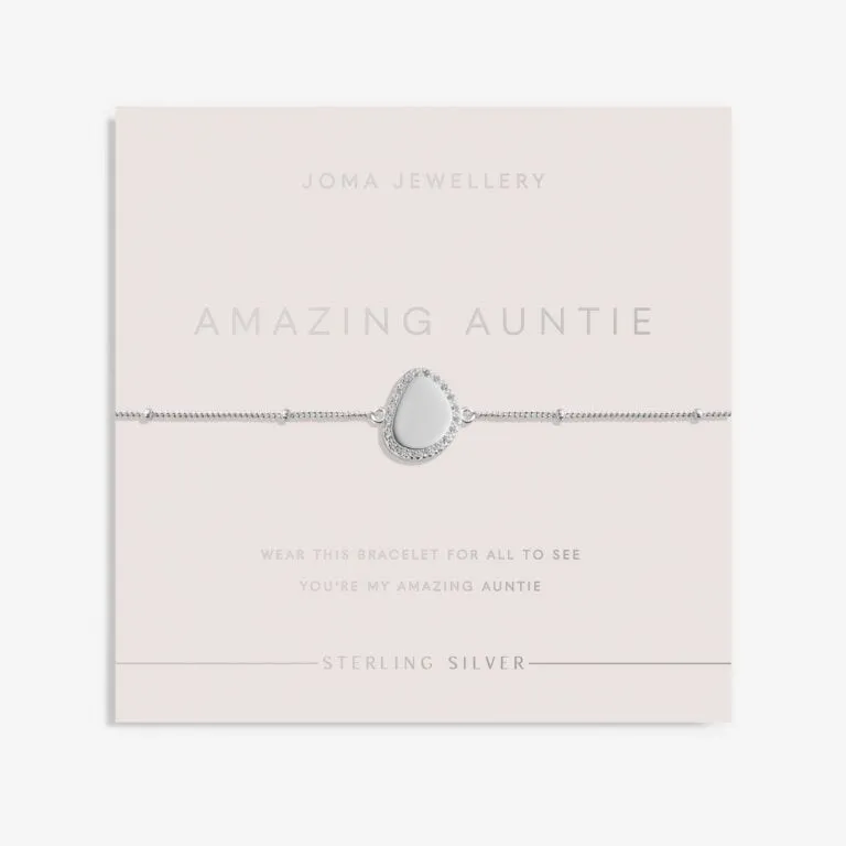 Joma Sterling Silver Amazing Auntie Pebble Pave Bracelet