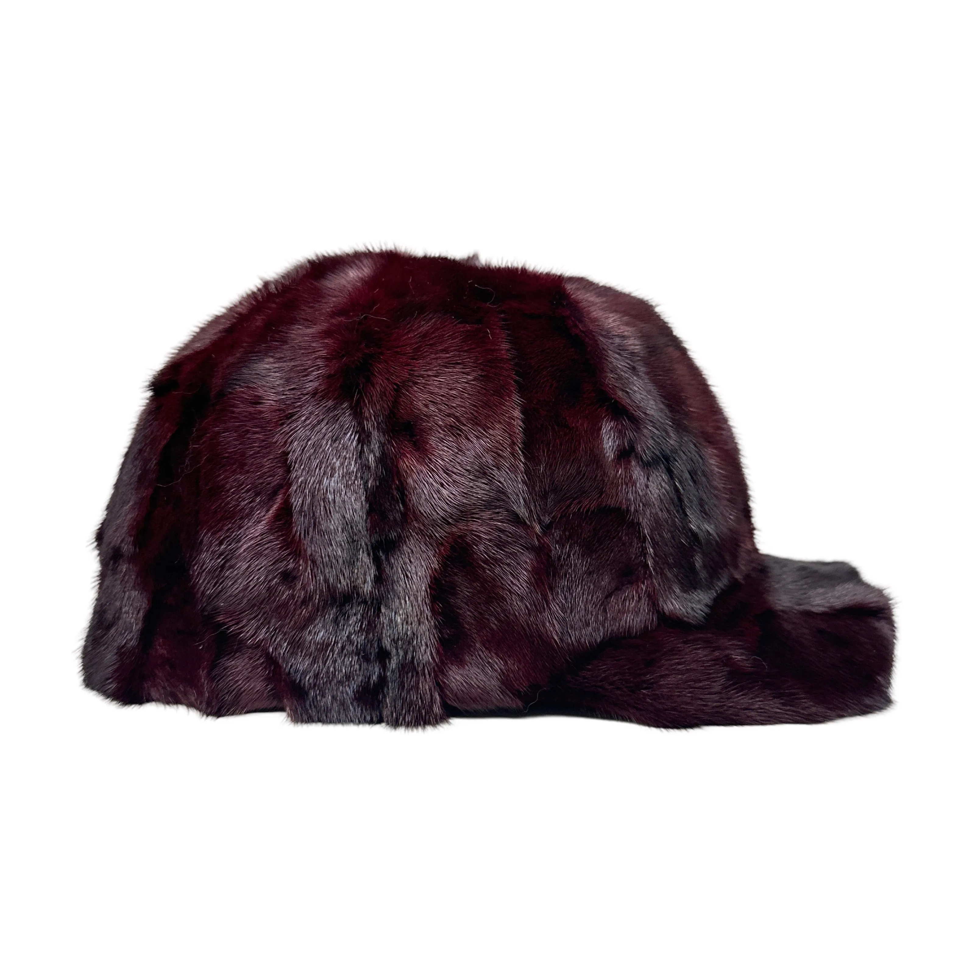 Kashani Wine Red Diamond Cut Mink Baseball Hat