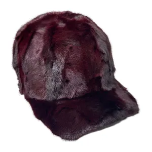 Kashani Wine Red Diamond Cut Mink Baseball Hat