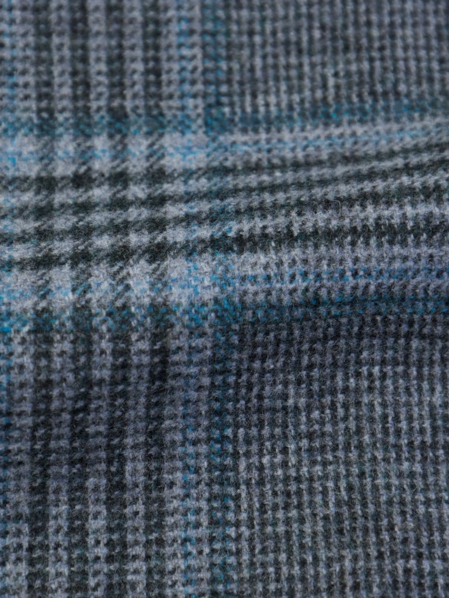 Kiton Grey & Turquoise Cashmere, Vicuna & Silk Glenplaid Jacket