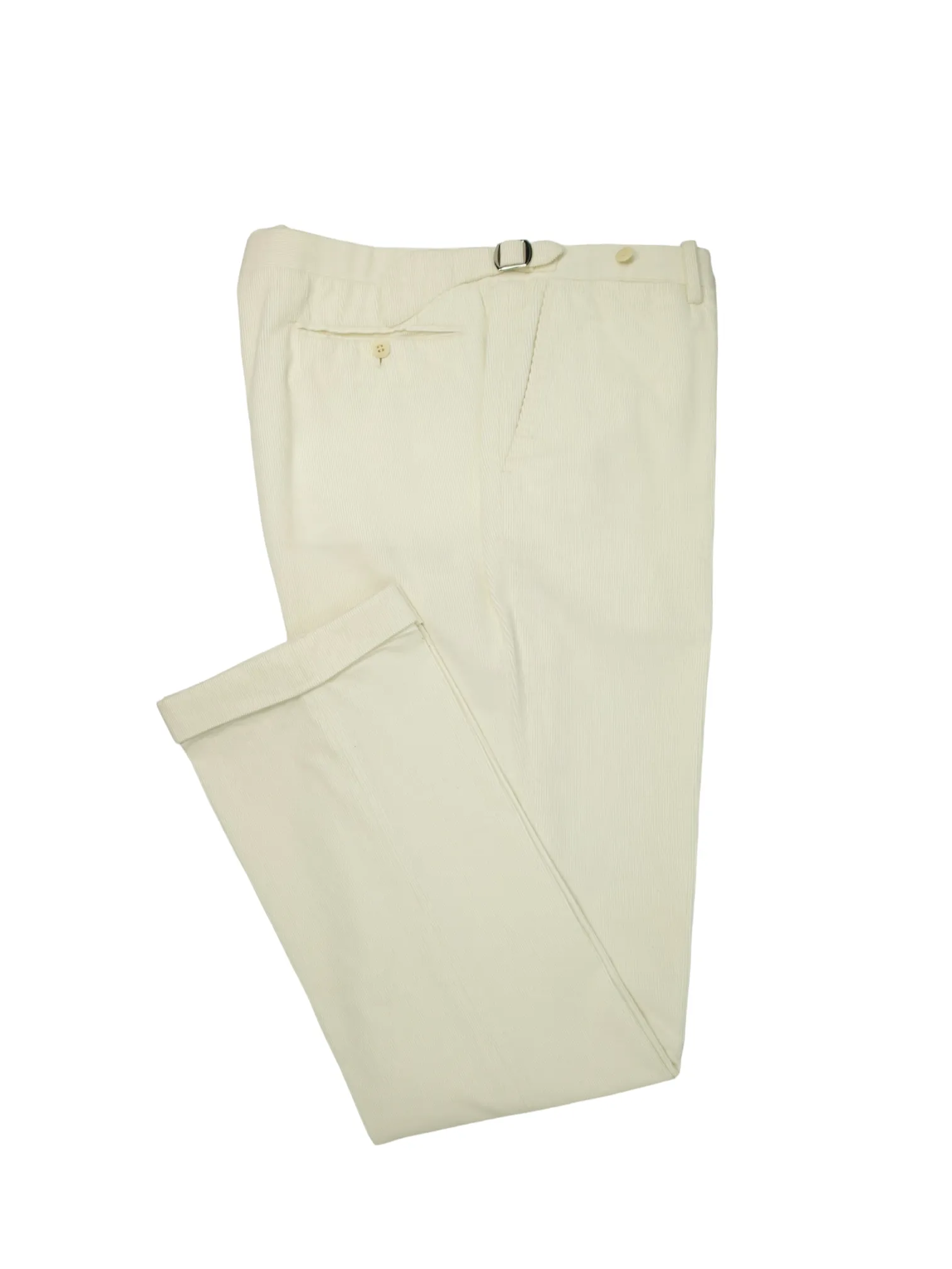Kiton Offwhite Needlecord Linen & Silk Trousers