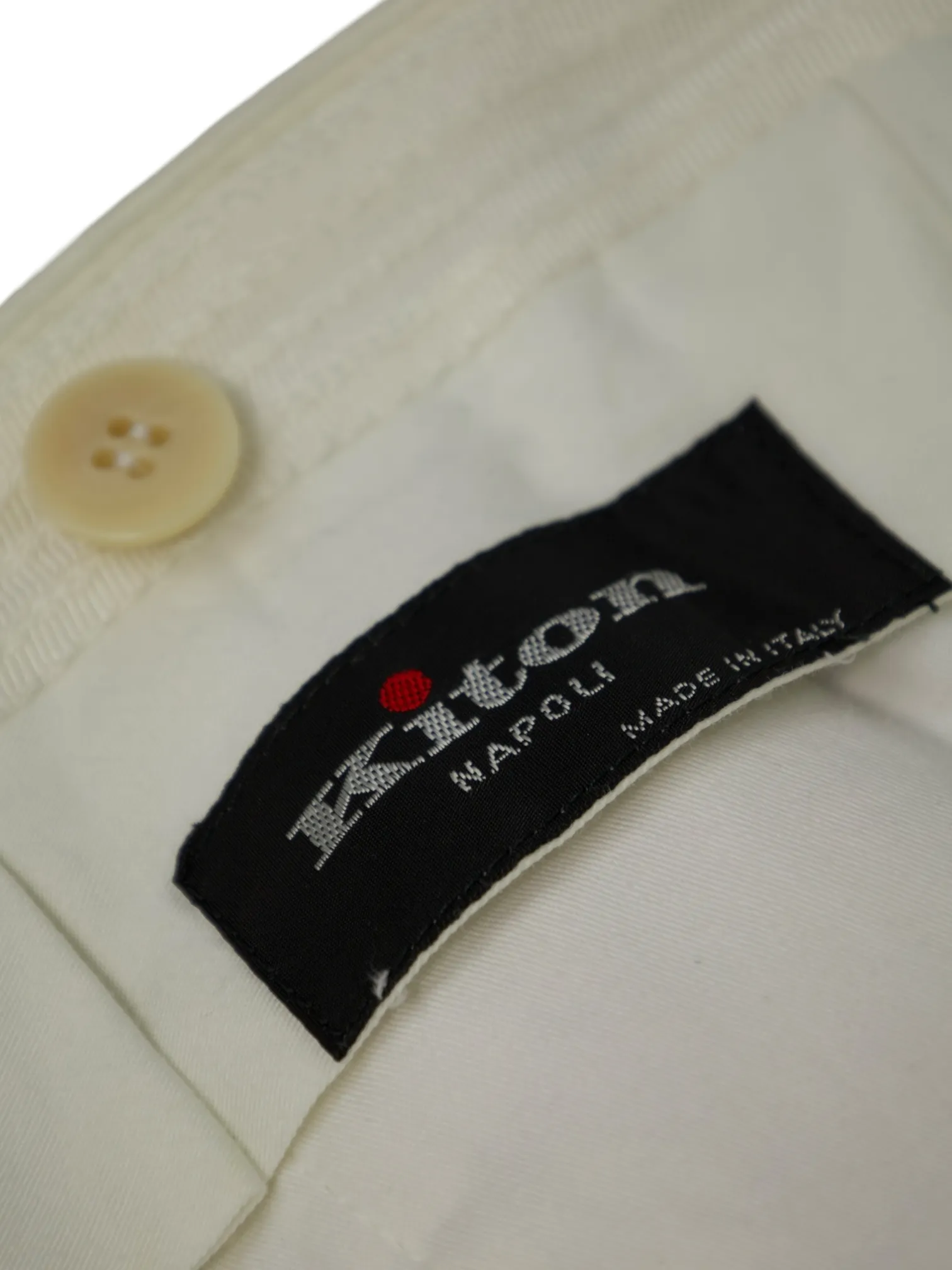 Kiton Offwhite Needlecord Linen & Silk Trousers
