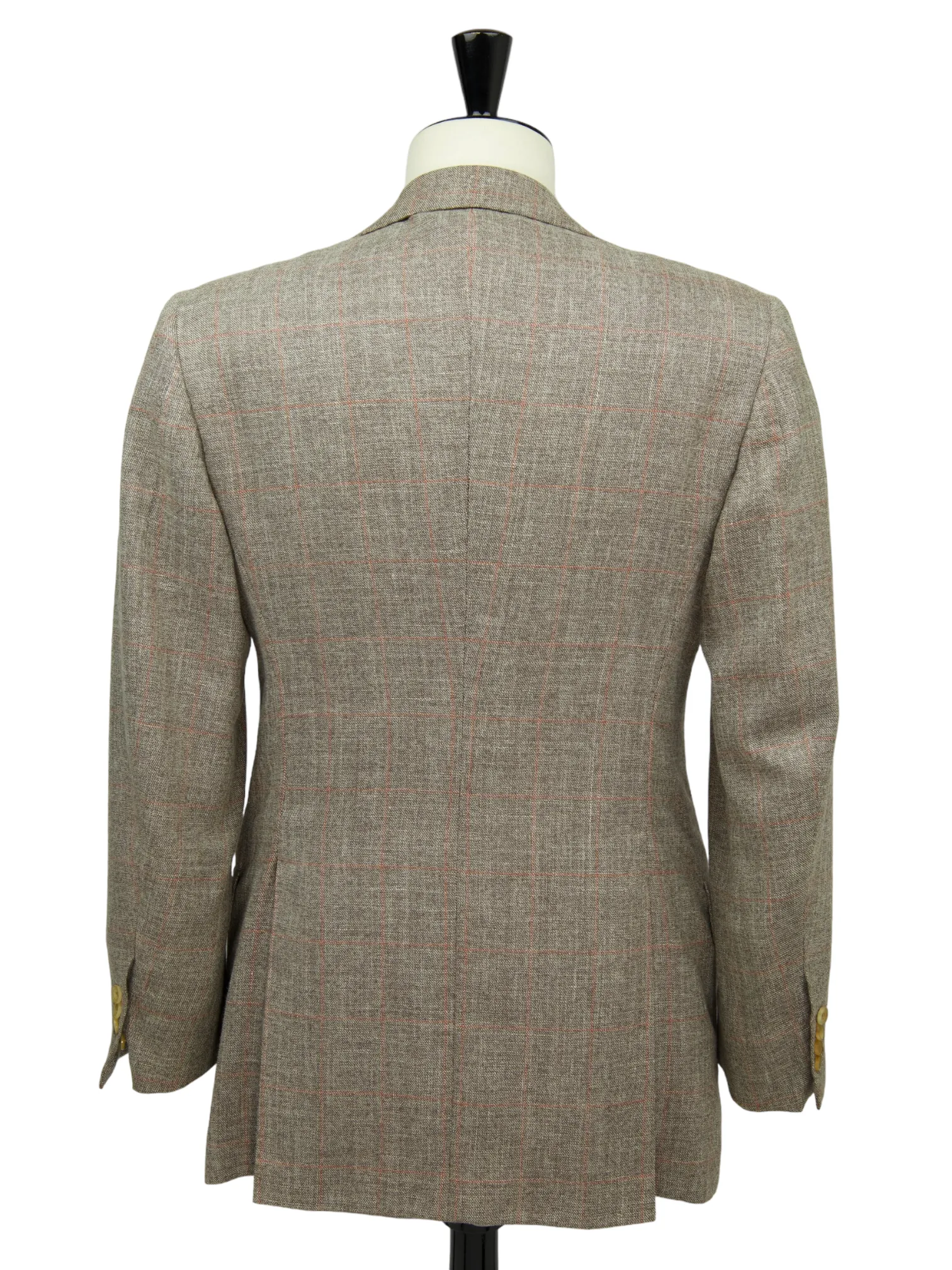Kiton Taupe Cashmere, Linen & Silk Windowpane Jacket
