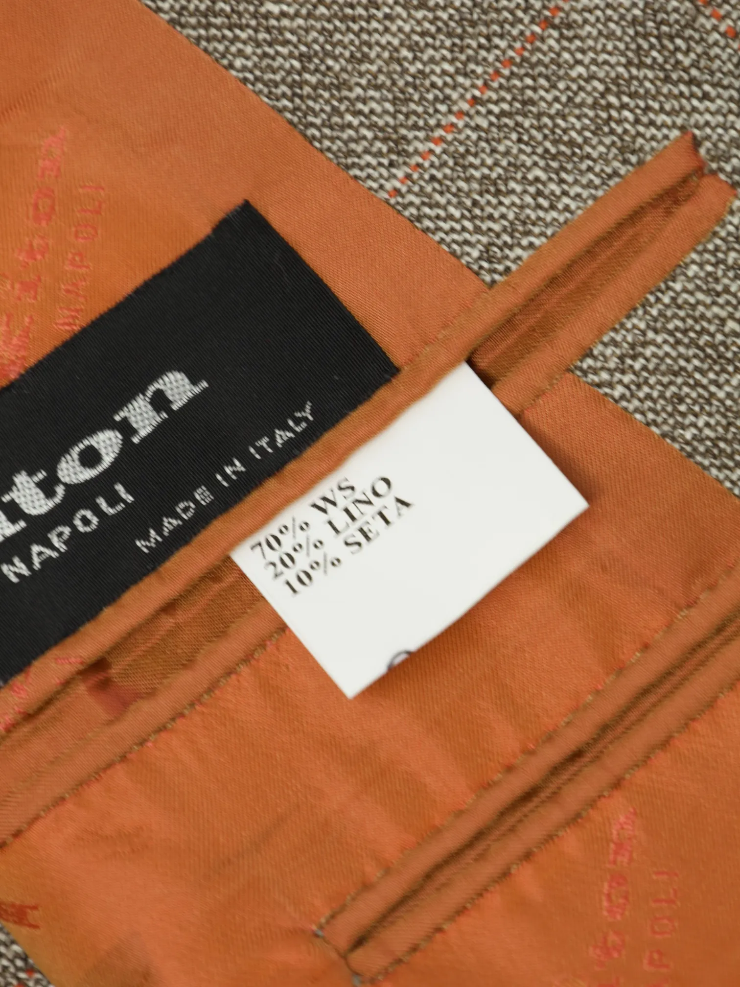 Kiton Taupe Cashmere, Linen & Silk Windowpane Jacket