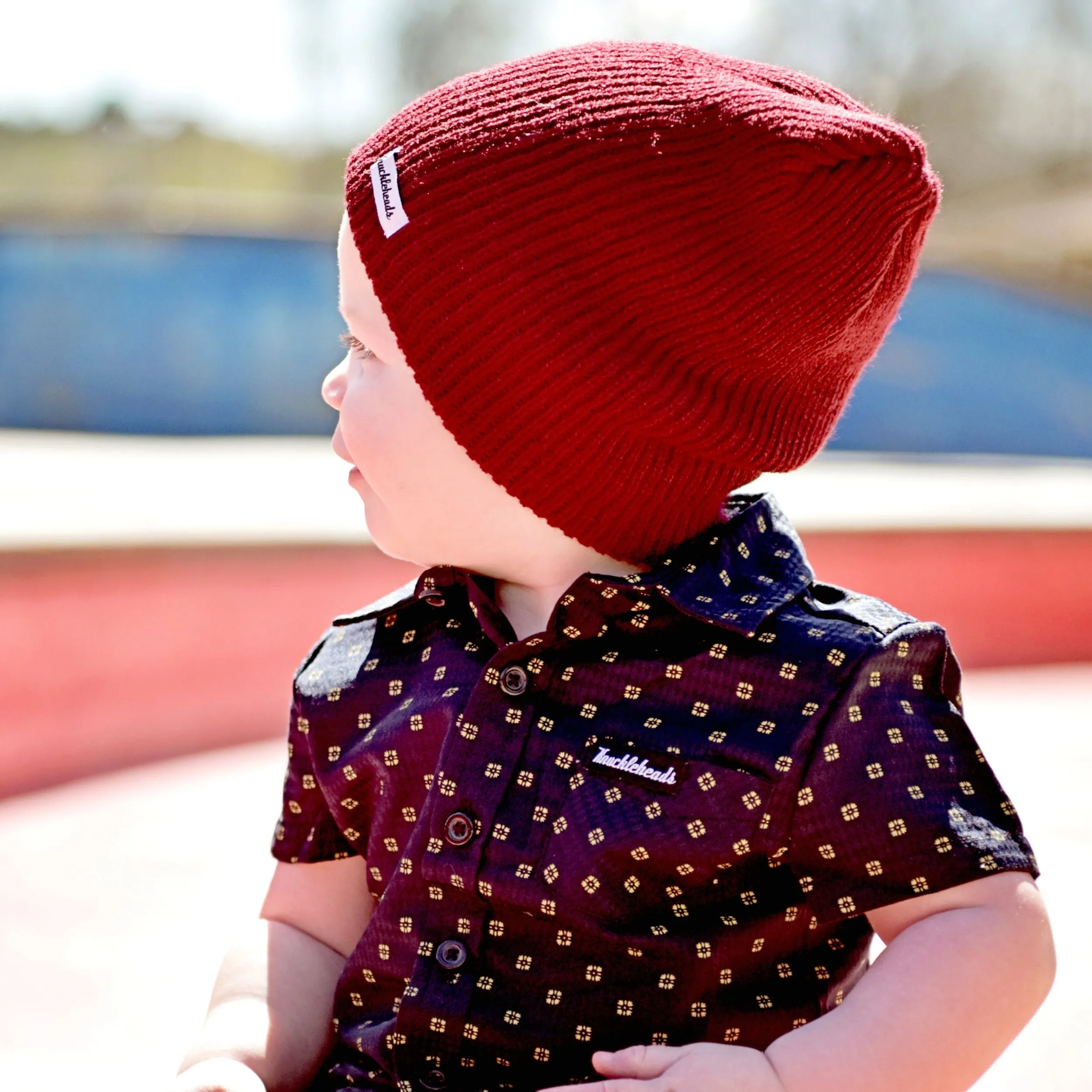 Knuckleheads Burgundy Slouchy Beanie