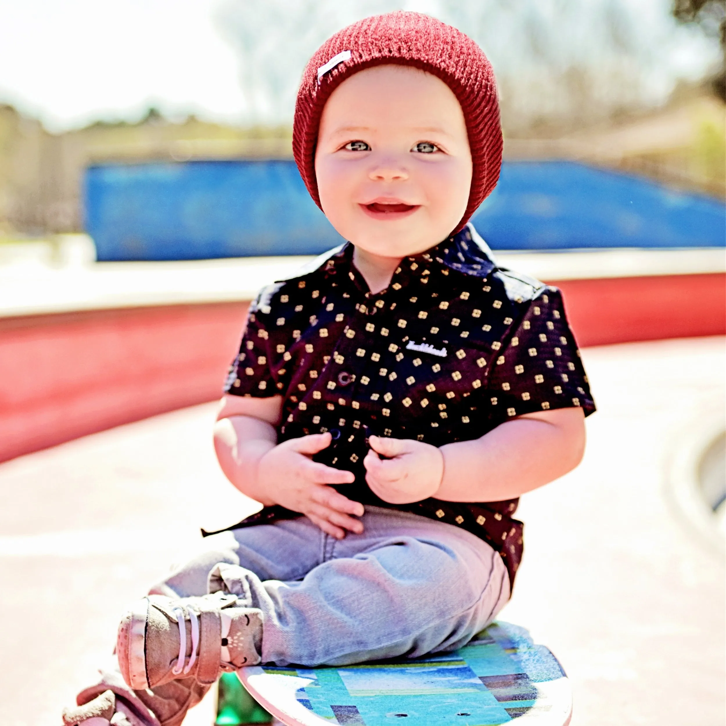 Knuckleheads Burgundy Slouchy Beanie