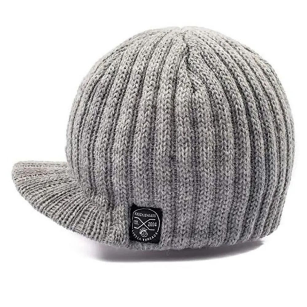 Knuckleheads Grey Baby Boy's Stripe Visor Beanie with Tag Baby Hat
