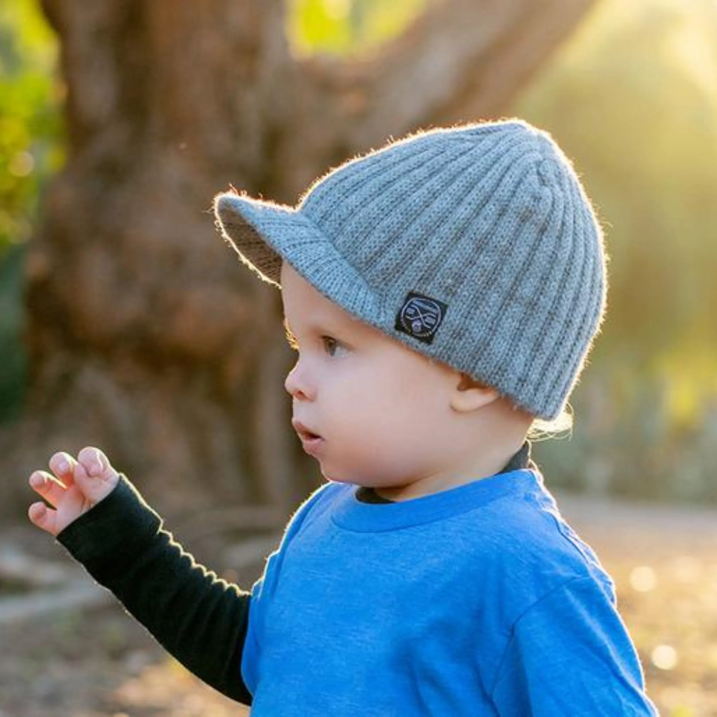 Knuckleheads Grey Baby Boy's Stripe Visor Beanie with Tag Baby Hat