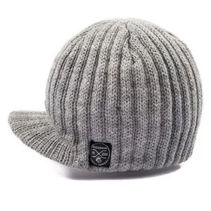 Knuckleheads Grey Baby Boy's Stripe Visor Beanie with Tag Baby Hat