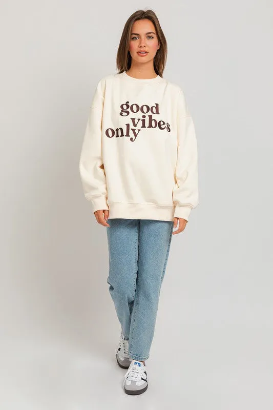 LE LIS Letter Embroidery Oversized Sweatshirt