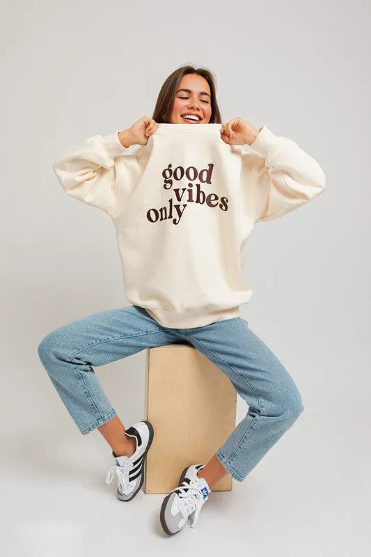 LE LIS Letter Embroidery Oversized Sweatshirt