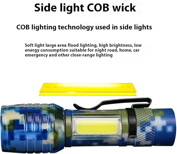 LED Flashlights -Camping Mini Pocket Flashlights with High Lumens, 60 Hour, Camouflage Zoomable Beam - Powerful, Bright,Light Weight Tactical Flash Light for Outdoor/Home