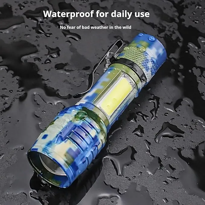 LED Flashlights -Camping Mini Pocket Flashlights with High Lumens, 60 Hour, Camouflage Zoomable Beam - Powerful, Bright,Light Weight Tactical Flash Light for Outdoor/Home