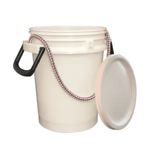 Lee Fisher Sports Bucket - 5 Gallon iSmart Bucket With Rope Handle and  Lid-White