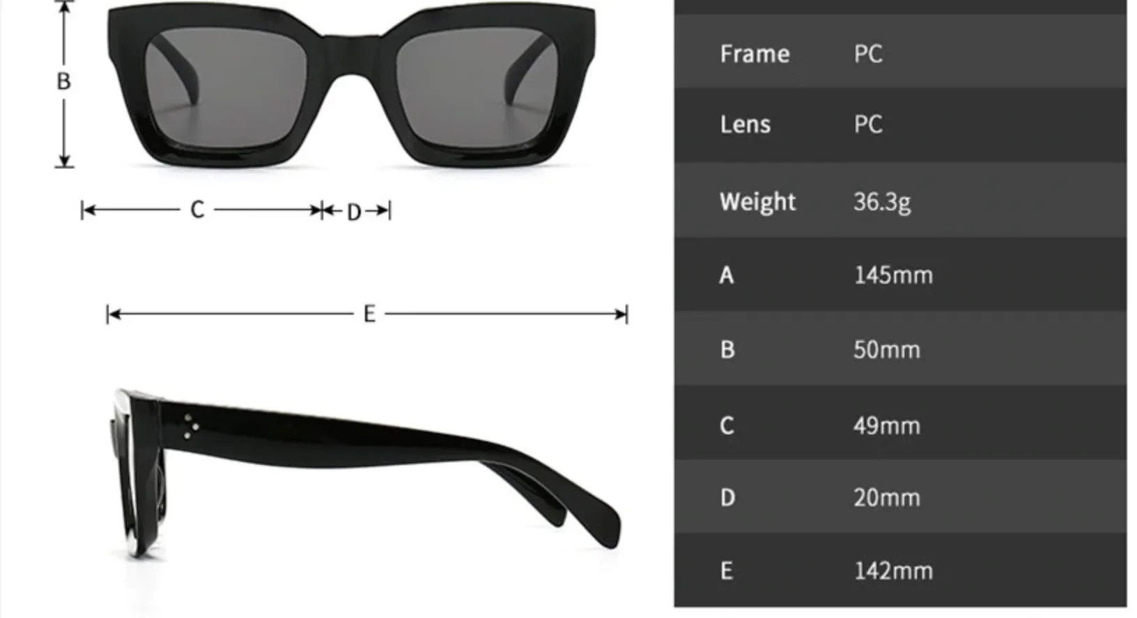 Lentes Acetato Vintage Retro Rectangular Diseñador Paris Peoples Tres Puntos