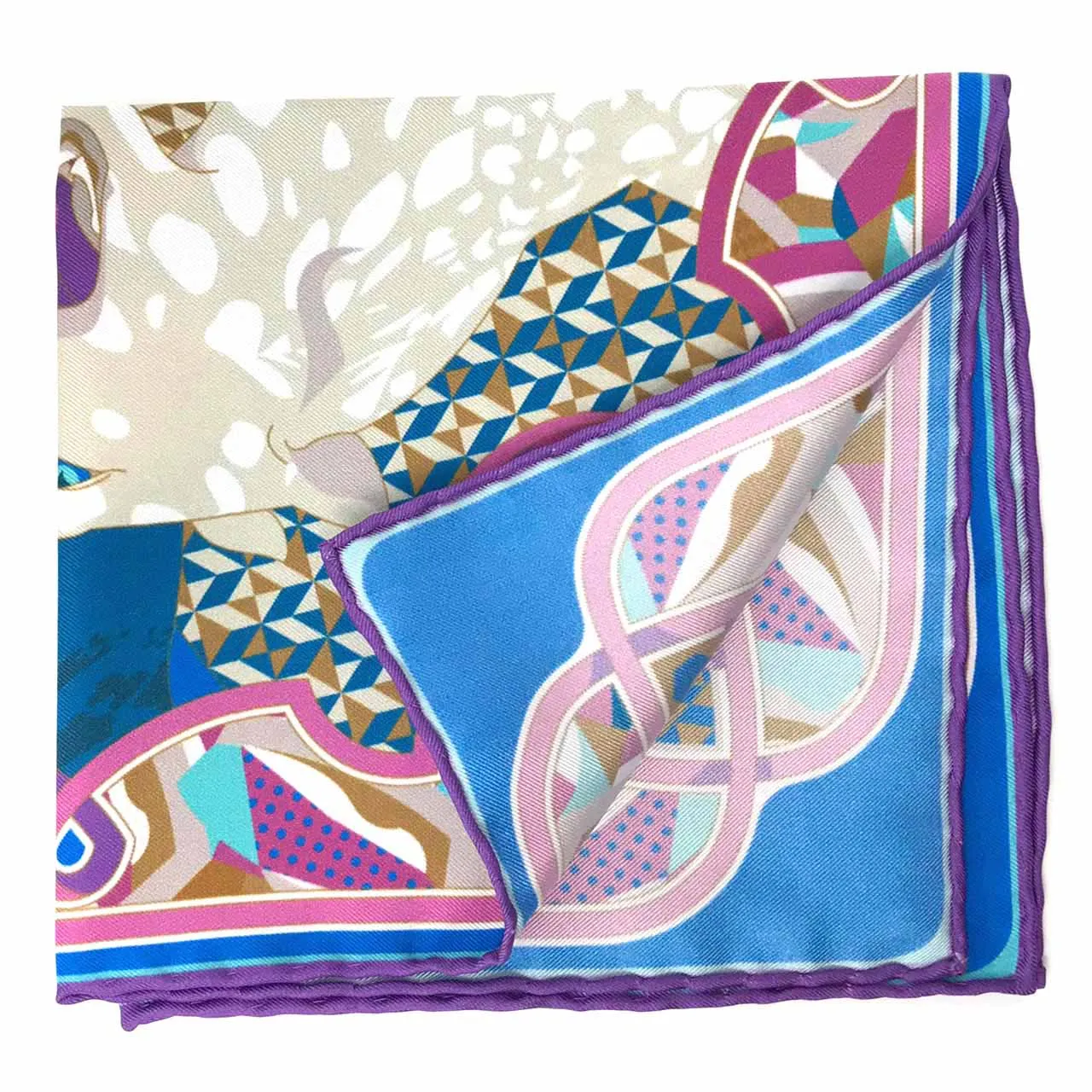 Les Pantheres Royal Purple Pocket Square