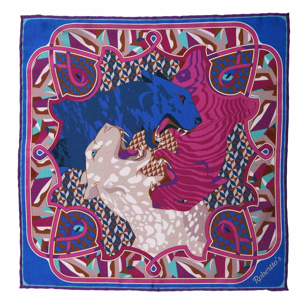 Les Pantheres Royal Purple Pocket Square