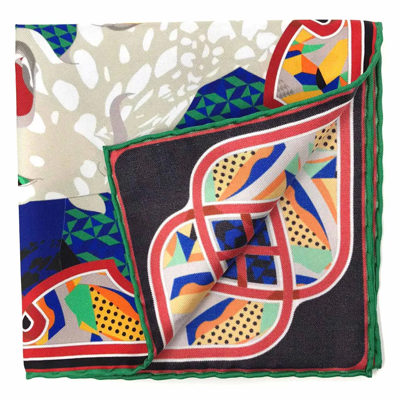 Les Pantheres Spanish Green Pocket Square