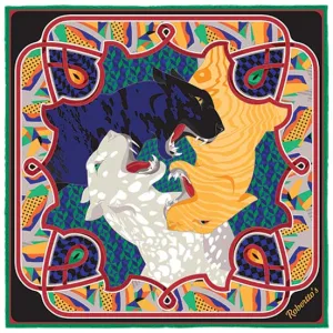 Les Pantheres Spanish Green Pocket Square