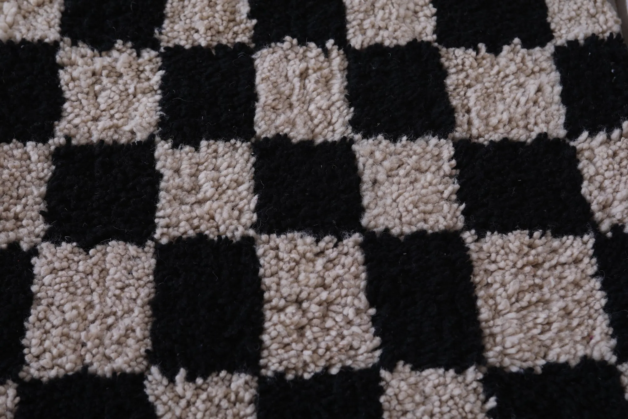 Long Handmade Moroccan Check Rug 2 X 5.6 Feet