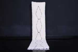 Long Handmade Moroccan White and Black Rug - 2.2 x 9.8 ft