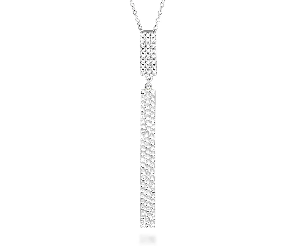 Long Rectangle Hammered Crystal Necklace