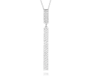 Long Rectangle Hammered Crystal Necklace
