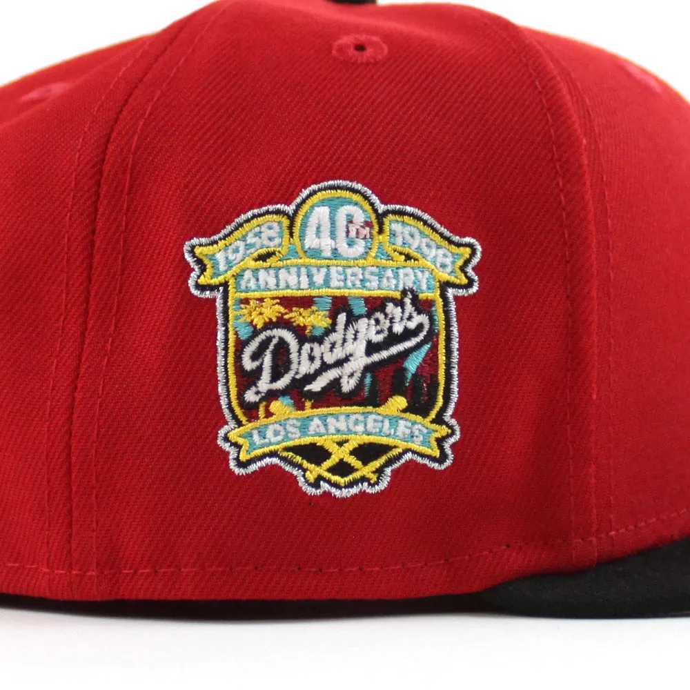 Los Angeles Dodgers 40th Anniversary New Era 59Fifty Fitted Hat (Scarlet Black Gray Under Brim)