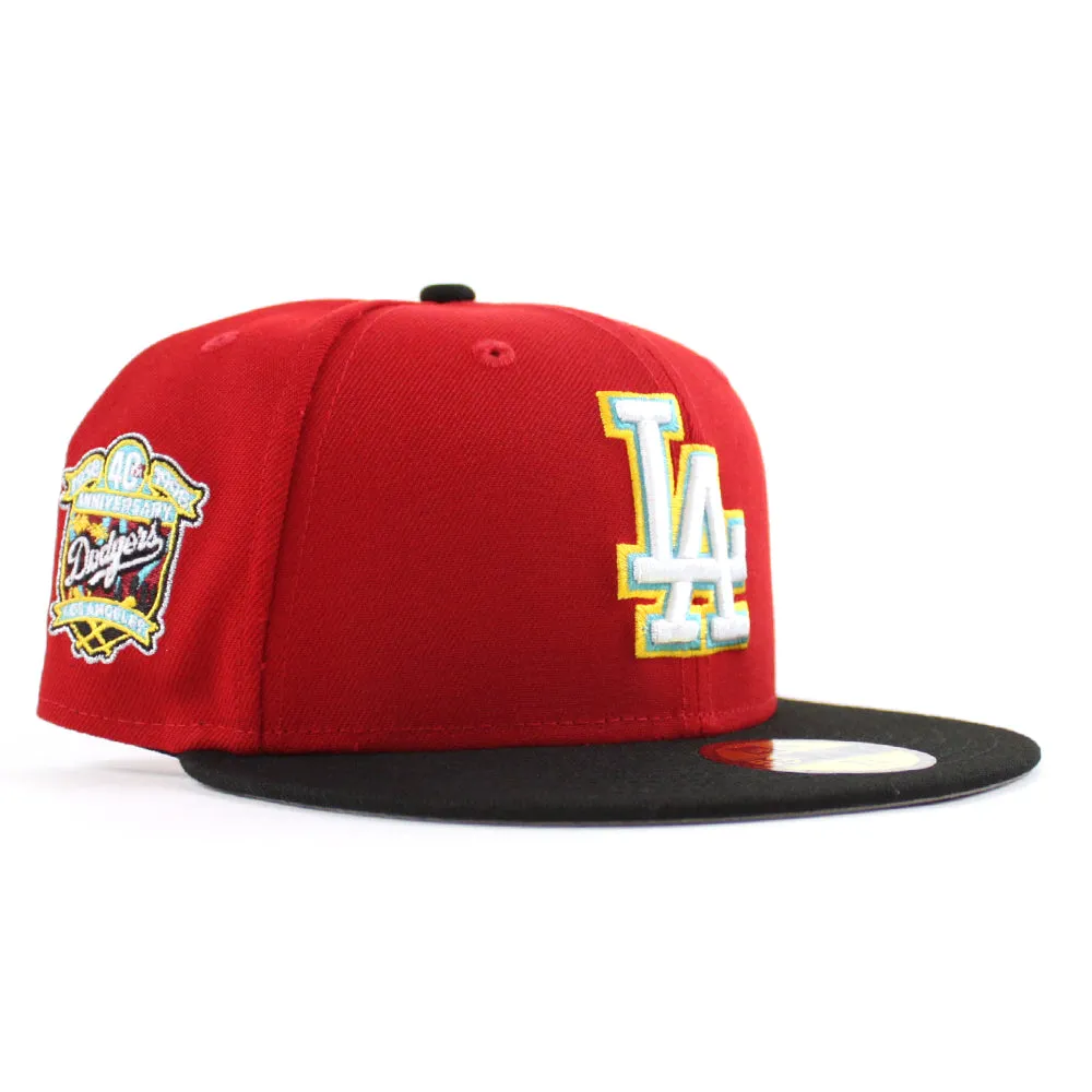 Los Angeles Dodgers 40th Anniversary New Era 59Fifty Fitted Hat (Scarlet Black Gray Under Brim)