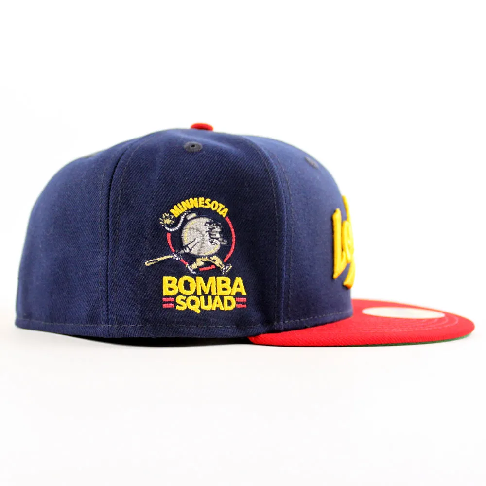 Los Twins Minnesota Twins Bomba Squad New Era 59Fifty Fitted Hat (Oceanside Scarlet Green Under Brim)