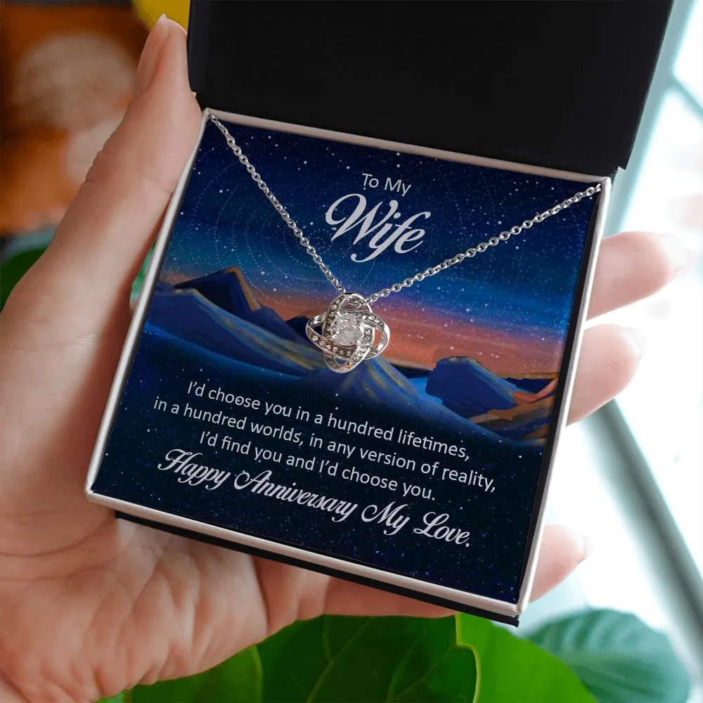 Love Knot Necklace, For Girlfriend, For Wife, For Christmas, Birthday, Valentine's Day, Anniversary, Custom Message Card