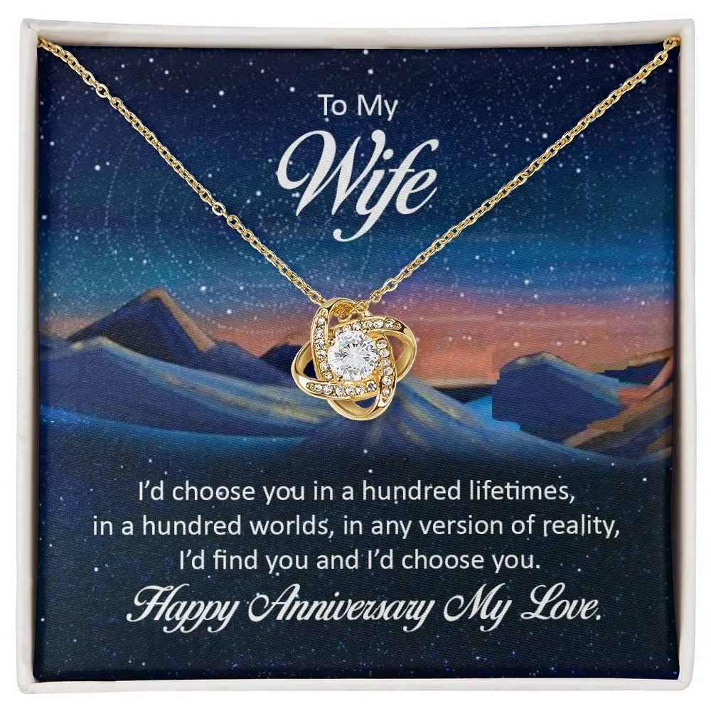 Love Knot Necklace, For Girlfriend, For Wife, For Christmas, Birthday, Valentine's Day, Anniversary, Custom Message Card