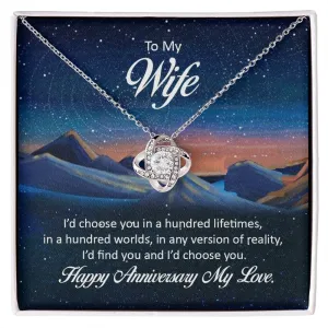 Love Knot Necklace, For Girlfriend, For Wife, For Christmas, Birthday, Valentine's Day, Anniversary, Custom Message Card