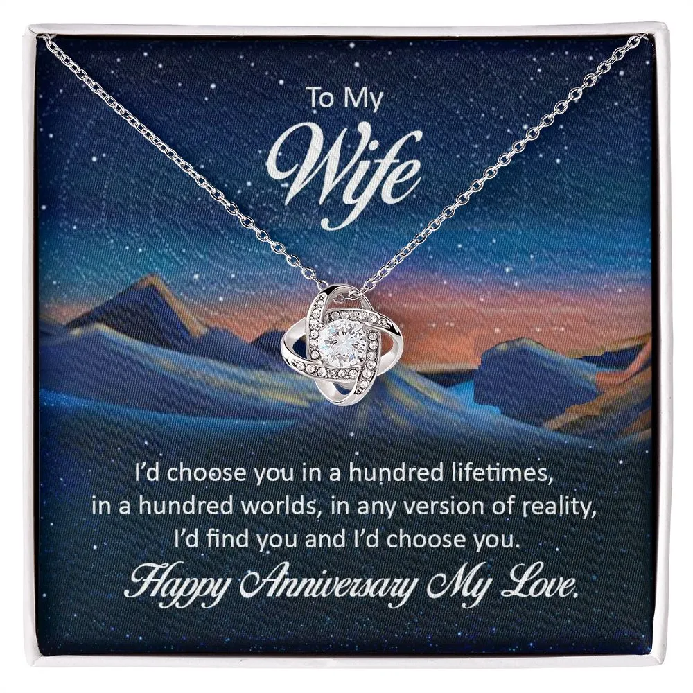 Love Knot Necklace, For Girlfriend, For Wife, For Christmas, Birthday, Valentine's Day, Anniversary, Custom Message Card