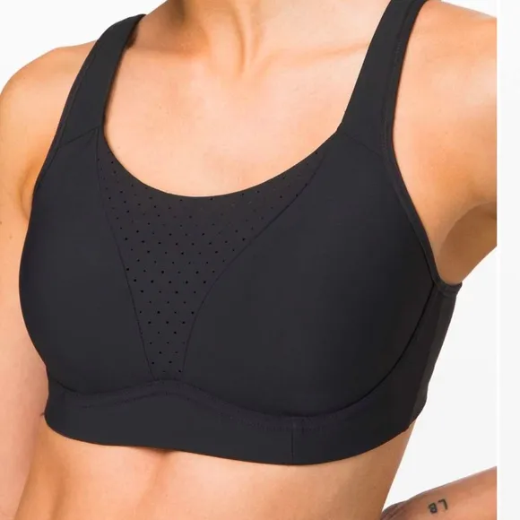 Lululemon Run Times Bra High Support Sports Bra Size 36DDD In Black